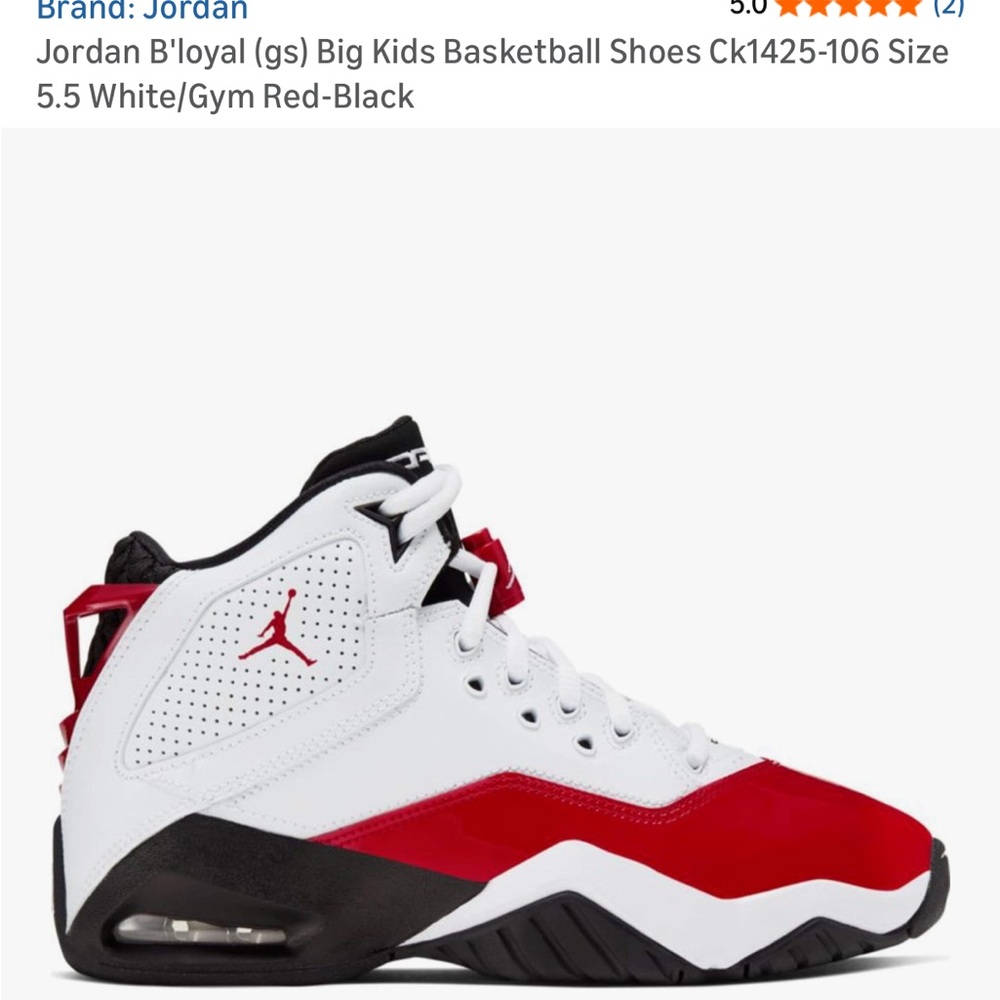 Jordan B Loyal Kids Basketball Sneakers - White, Red, Black